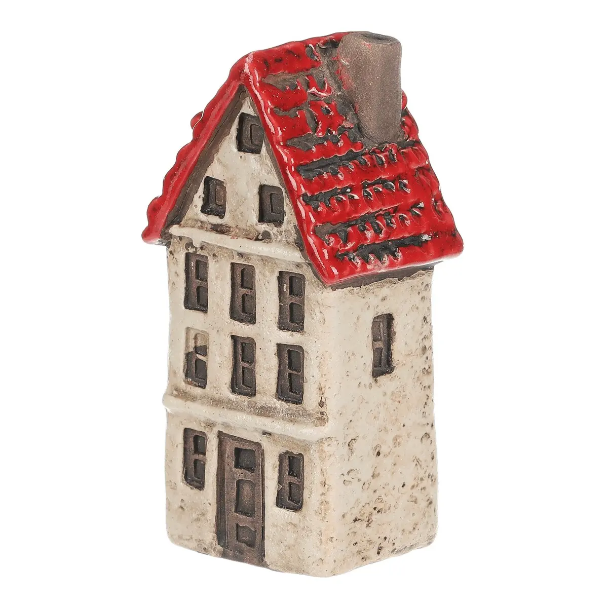 Domeček keramický - patrový, vel. M, béžový-červený KEK9933-M