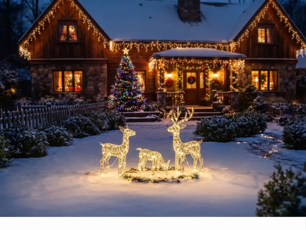 svítící Set Jelení rodina se záblesky 1490LED teplá - náhled 2