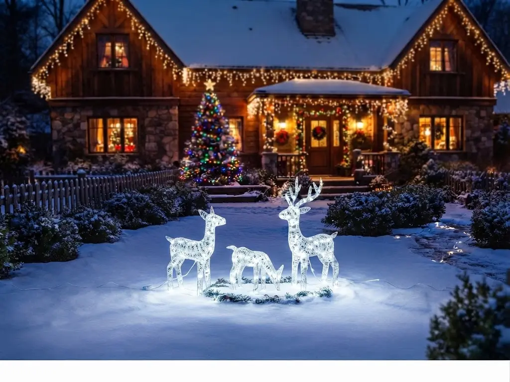 Svítící Set Jelení rodina se záblesky 1490LED teplá - náhled 2
