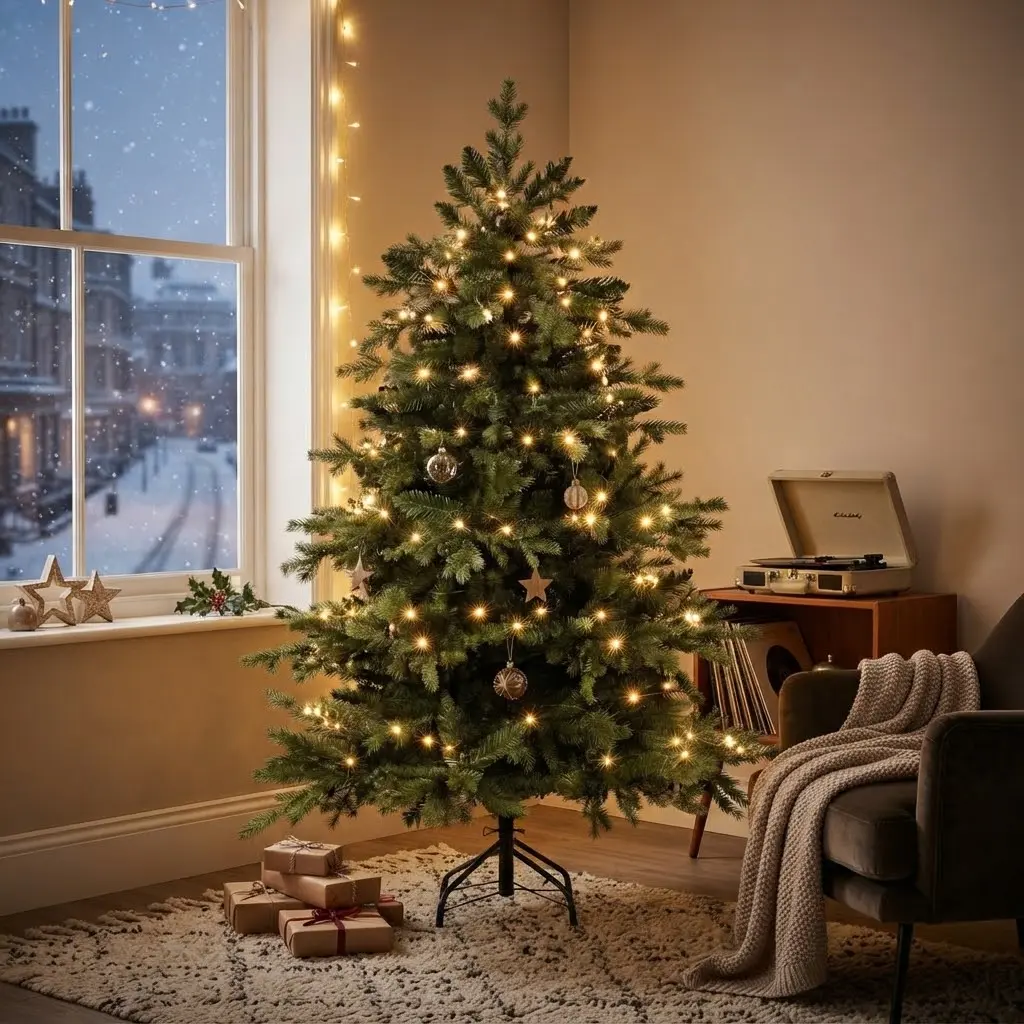 Strom vánoční - umělý smrk, LED osvětl., výška 150 cm, zelený - náhled 3