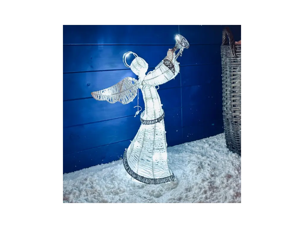 3D LED svítící anděl venkovní s trubkou 50 cm, ledově bílá s Flash, IP44, 24 V - náhled 2