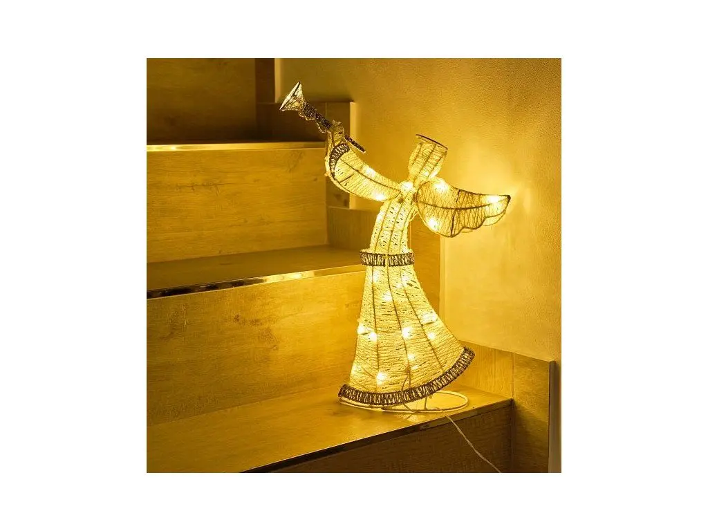 3D LED svítící anděl venkovní s trubkou 50 cm, teple bílý, IP44 - náhled 2