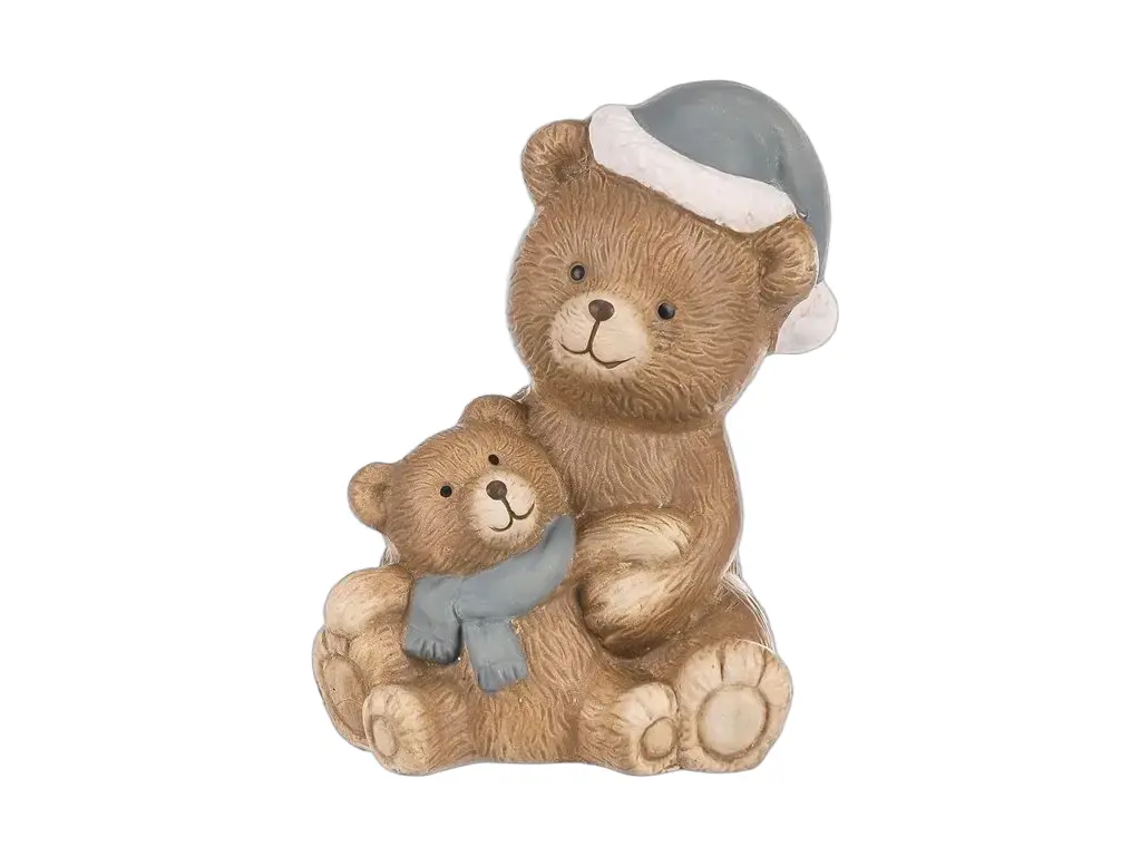 Medvěd s medvídětem - sedící, keramická figurka