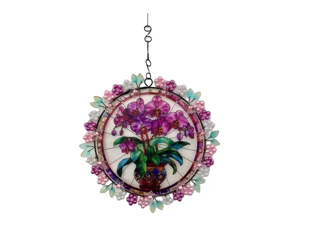 Vitráž orchidej 24 cm