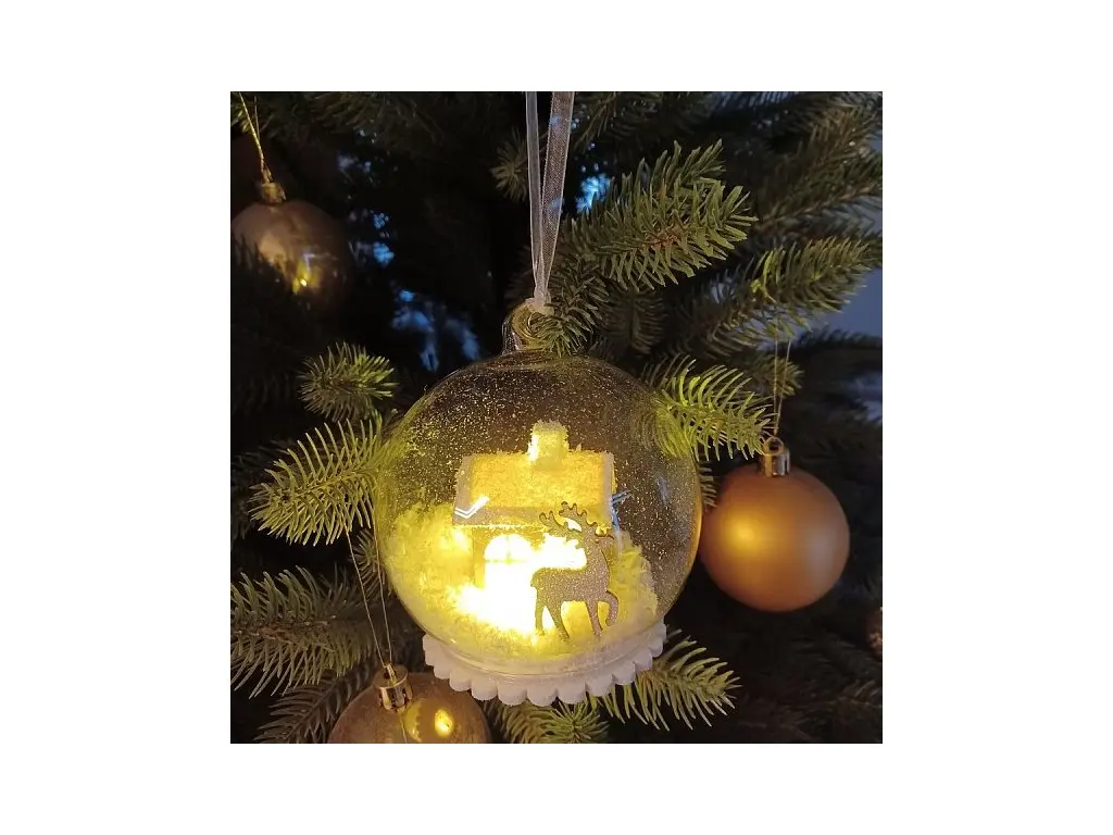 LED svítící koule 10 cm, teple bílá, na baterie LR41, interiér - náhled 2