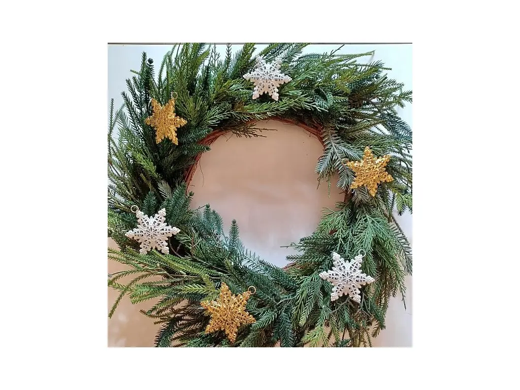 Vánoční ozdoby na stromeček kovové vločky 10 × 7,7 cm, bílá, balení 3 ks - náhled 2